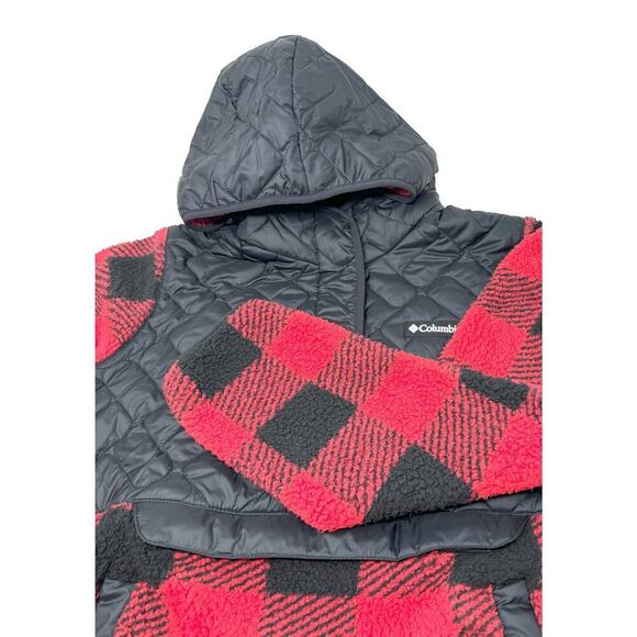 Columbia Women's Sweet View Fleece Hooded Pullover,Black/Red Lily Check, Size XL - Picture 6 of 9